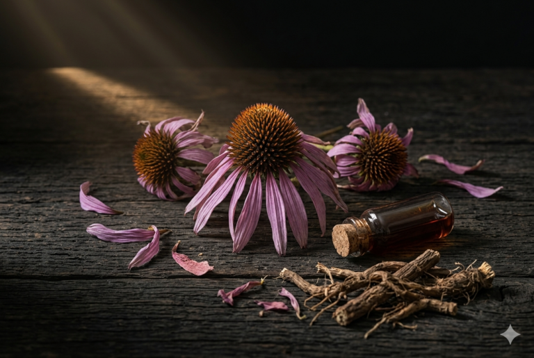 Fiori di Echinacea su tavolo