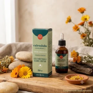 tintura idroalcolica di calendula erba vita su tavolo