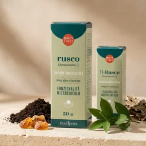 tintura idroalcolica di rusco erba vita su tavolo