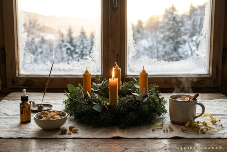 Corona con una candela accesa, incenso e tisana all'alba: prepararsi all'Avvento con luce e silenzio, Emporium Sadalmelik