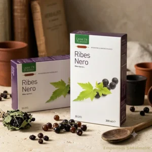 Ribes Nigrum senza alcool ligne de plantes su tavolo