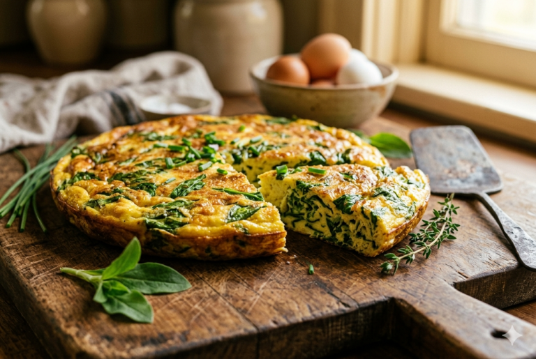 Frittata di Silene con aglio e erba cipollina