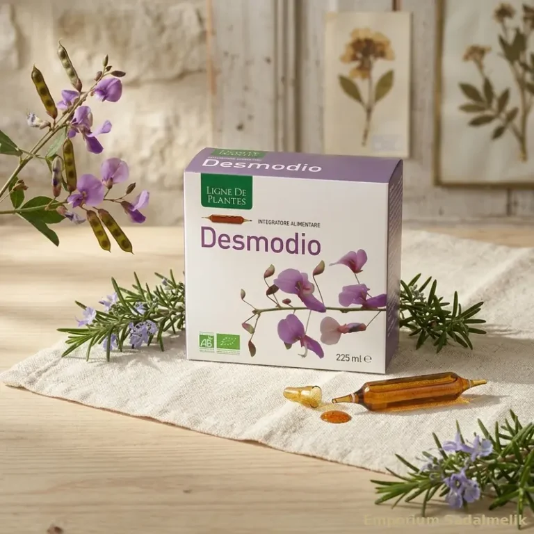Confezione Desmodio bio Ligne de Plantes con ampolla ambrata e rametti di rosmarino su lino grezzo — sostegno alla funzionalità epatica Emporium Sadalmelik